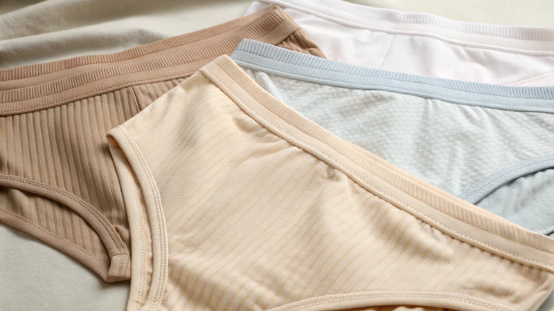 Close-up of various breathable underwear fabrics on a neutral background.