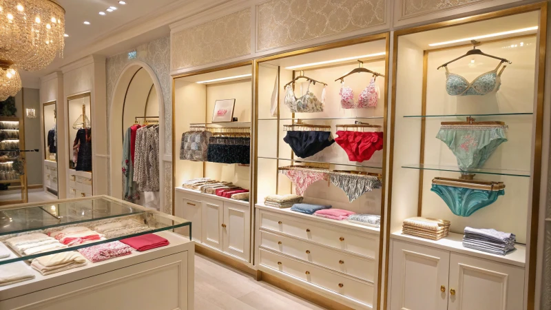 Interior of a chic boutique showcasing stylish underwear designs