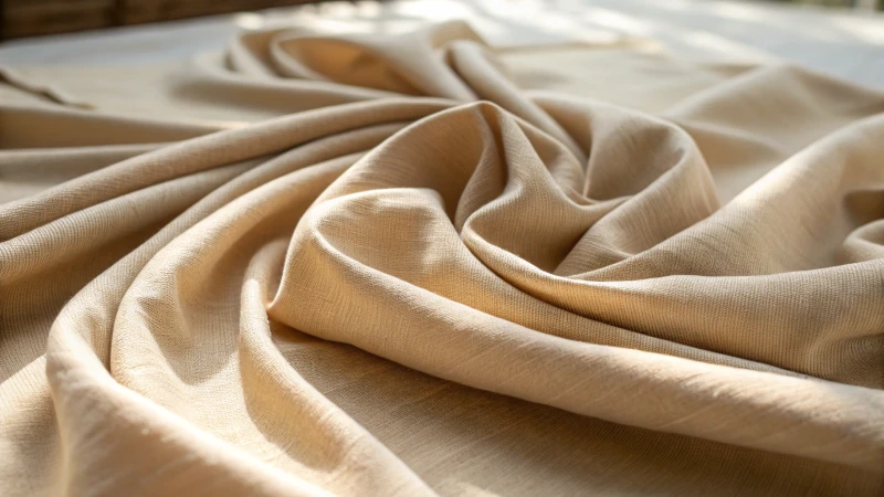 Close-up of soft bamboo fabric with gentle folds and natural beige tone