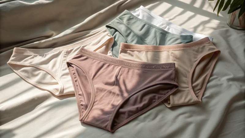 Collection of modal fabric underwear in various colors on a soft surface