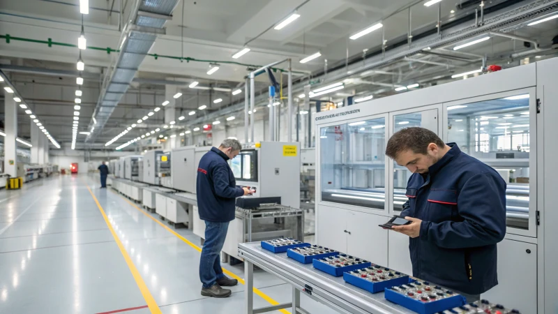 Quality control inspectors at a manufacturing facility