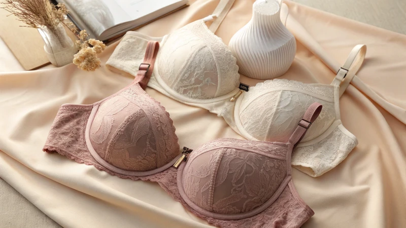Elegant display of bras for larger busts on a neutral background