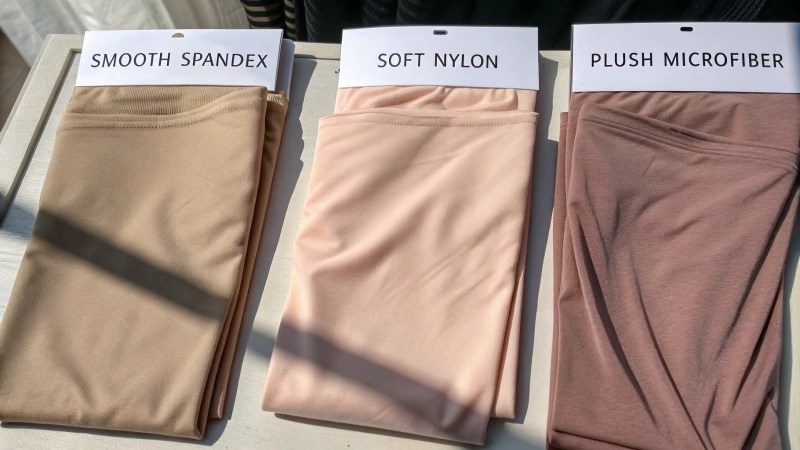 Flat lay of shapewear fabric swatches