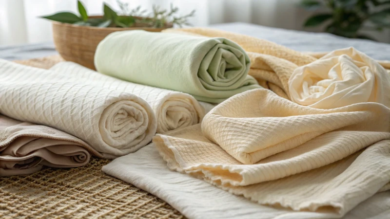 Close-up of soft fabrics on a textured surface