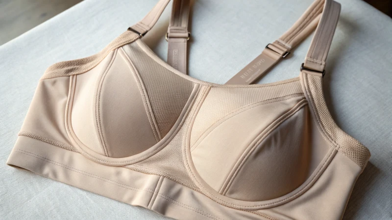 Close-up of a supportive bra on a neutral background